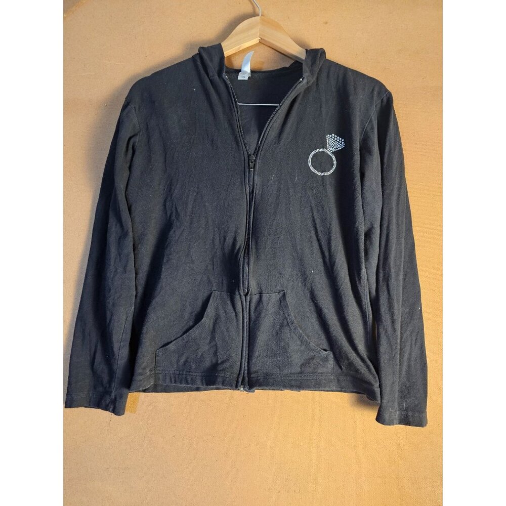 In Your Face Apparel Women Black Long Sleeve Full Zip Sweatshirt Size Large
